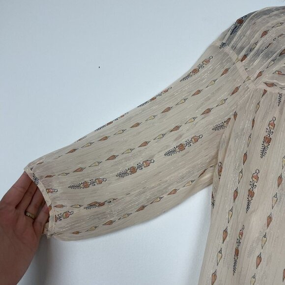 Lauren Conrad Printed Chiffon Peasant Top Zina Geo Sunkiss Size Medium - Picture 5 of 12